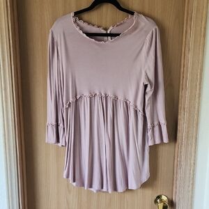 POL Women's Mauve Tunic with Lace Accents